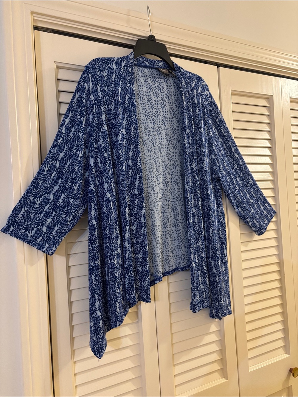 Blue Floral Open-Front Women's Blazer Cardigan